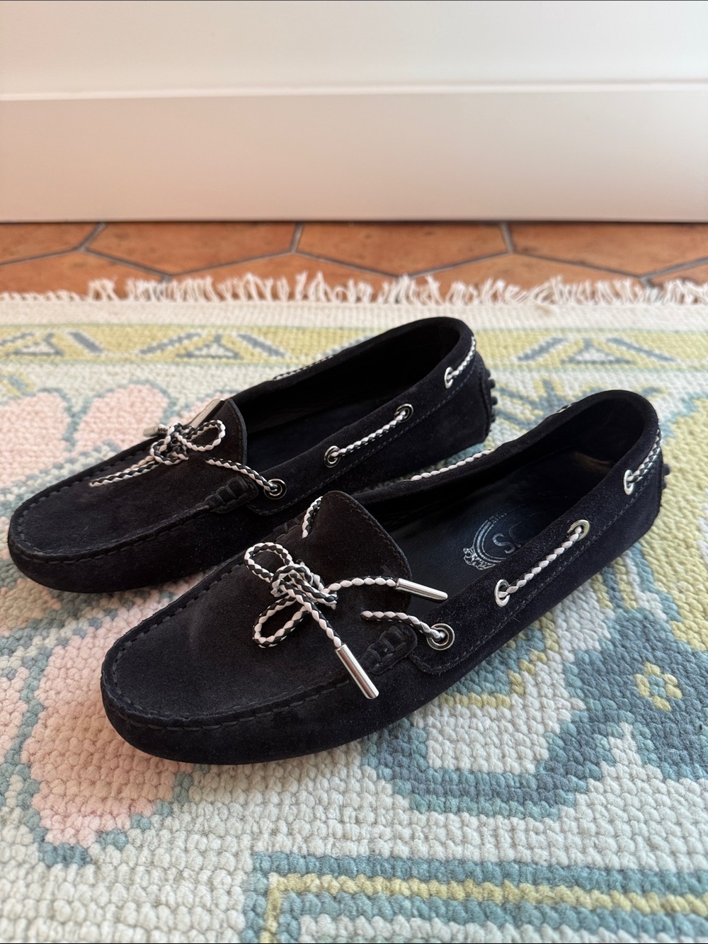 Tod’s Black Suede Bow Tie Driving Moccasins